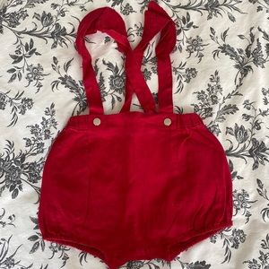 Romper, red, jacadi, linen, 18m